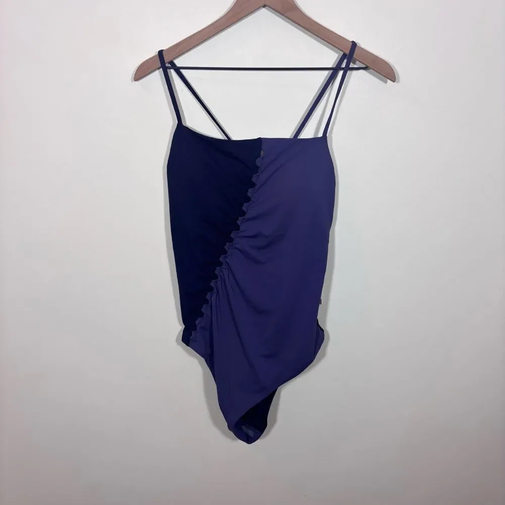 CALIA Women's Looped Apron Neck One Piece NEW with tag Storm Haze Size 16 Swim